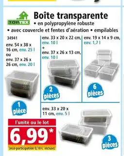 Norma TOPTEX Boîte transparente offre
