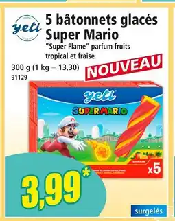 Norma YETI 5 bâtonnets glacés Super Mario Super Flame parfum fruits tropical et fraise offre