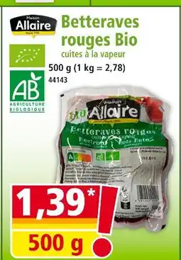 Norma MAISON ALLAIRE Betteraves rouges bio offre