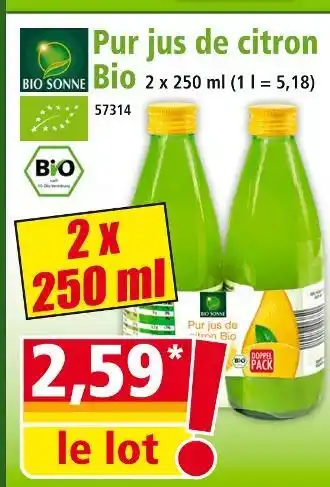Norma BIO SONNE Pur jus de citron bio offre
