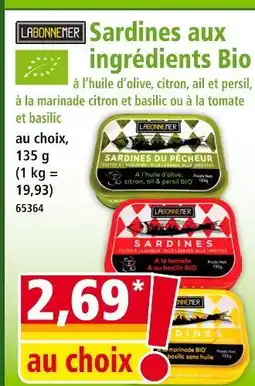 Norma LABONNEMER Sardines aux ingrédients Bio offre