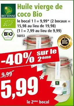Norma BIO SONNE Huile vierge de coco bio offre