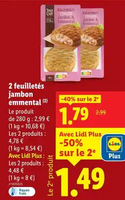 Lidl Toque du Chef 2 feuilletés jambon emmental offre