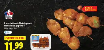 Lidl L'Etal du Volailler 6 brochettes de filet de poulet marinées au paprika offre