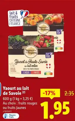 Lidl Saveurs de nos Régions Yaourt au lait de Savoie offre