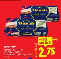 Lidl Hénaff Pâté offre