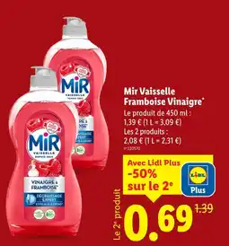 Lidl Mir Vaisselle Framboise Vinaigre offre