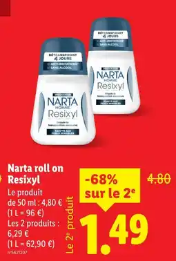 Lidl Narta Roll on Resixyl offre