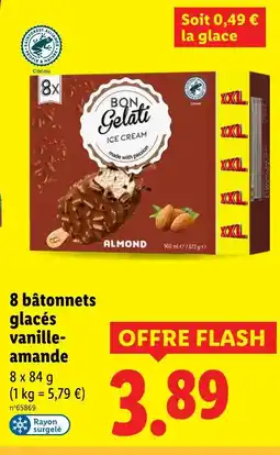 Lidl Bon Gelati 8 bâtonnets glacés vanille-amande offre