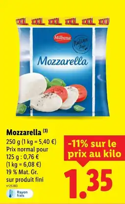 Lidl Milbona Mozzarella offre