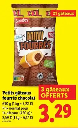 Lidl Sondey Petits gâteaux fourrés chocolat offre