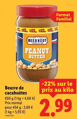 Lidl Mcennedy Beurre de cacahuètes offre