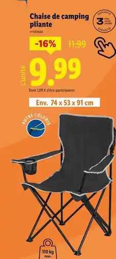 Lidl Crivit Chaise de camping pliante offre