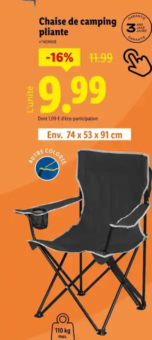 Lidl Crivit Chaise de camping pliante offre