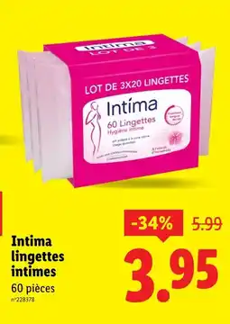 Lidl Intima Lingettes intimes offre
