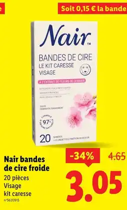 Lidl Nair Bandes de cire froide offre