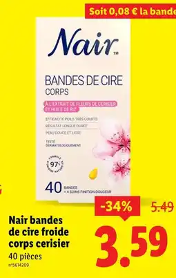 Lidl Nair Bandes de cire froide corps cerisier offre