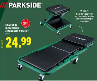 Lidl PARKSIDE Chariot de mécanicien et tabouret d'atelier offre