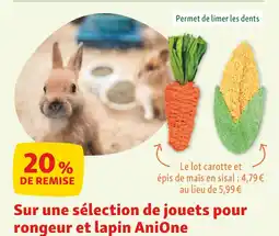 Maxi Zoo ANIONE 20 % de remise sur une sélection de jouets pour rongeur et lapin anione offre