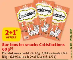 Maxi Zoo Catisfactions 2+1 offert sur tous les snacks catisfactions 60 g(1) offre