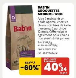 Animalis Bab'in Croquettes medium offre
