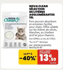 Animalis Nova Clean Sélection de litières agglomérantes 15L offre