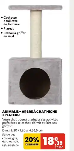 Animalis Animalis Arbre à chat niche + plateau offre