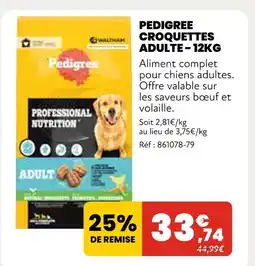 Animalis Pedigree Croquettes adulte offre