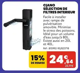 Animalis Ciano Sélection de filtres intérieur offre