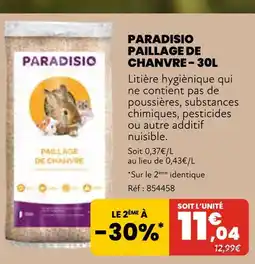 Animalis Paradisio Paillage de chanvre - 30l offre