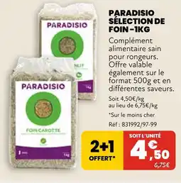 Animalis Paradisio Sélection de foin - 1kg offre