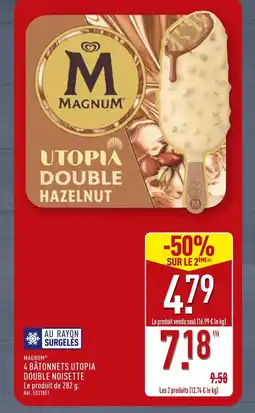 ALDI MAGNUM 4 Bâtonnets Utopia Double Hazelnut offre