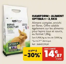 Animalis Hamiform Aliment Optima + - 2,5kg offre