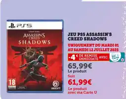 Super U Jeu ps5 assassin's creed shadows offre
