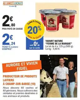 E.Leclerc Yaourt nature "ferme de la marque" offre