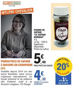 E.Leclerc Poudre de safran "le safran marnais" offre