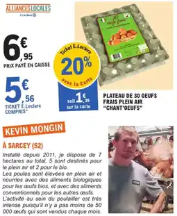 E.Leclerc Plateau de 30 oeufs frais plein air "chant'oeufs" offre