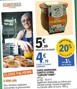 E.Leclerc Purée gourmande carotte-citron "conserv'yonne" offre