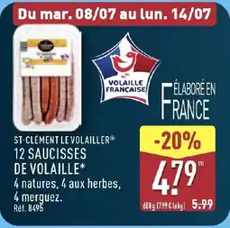 ALDI ST-CLÉMENT LE VOLAILLER 12 saucisses de volaille offre