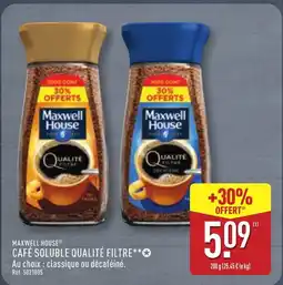 ALDI MAXWELL HOUSE Café soluble qualité filtre offre