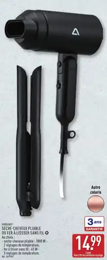 ALDI AMBIANO Sèche-cheveux pliable ou fer à lissser sans fil offre