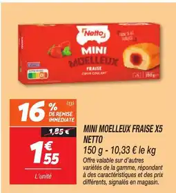 Netto NETTO Mini moelleux fraise x5 offre