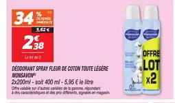 Netto MONSAVON Déodorant spray fleur de coton toute légèr offre