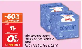 Netto NETTO Boîte mouchoirs cubique confort x60 triple epaisseur offre
