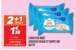 Netto NETTO Lingettes douceur visage et corps offre