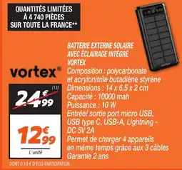 Netto VORTEX Batterie externe solaire avec éclairage intégré offre