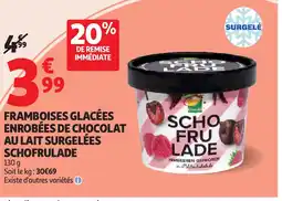 Auchan Supermarché Framboises glacées enrobées de chocolat au lait surgelées schofrulade offre
