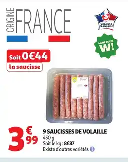 Auchan Supermarché 9 saucisses de volaille offre