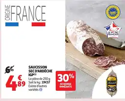 Auchan Supermarché Saucisson sec d'ardèche igp offre