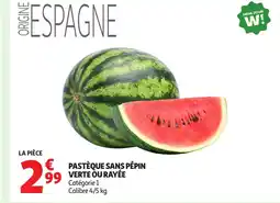 Auchan Supermarché Pastèque sans pépin verte ou rayée offre